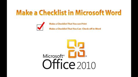 These are the most common and easy ways to insert a tick mark into an excel or word document. Make a CheckBox List in Microsoft Office Word - YouTube