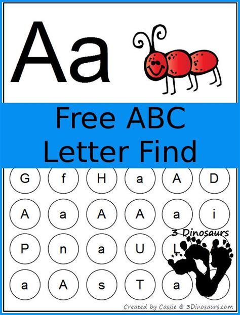 Abc Letter Find Printable 3 Dinosaurs Letter Find Abc Letters
