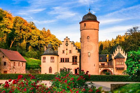 Beautiful Romantic Castle Mespelbrunn In Germany Stock Image Colourbox