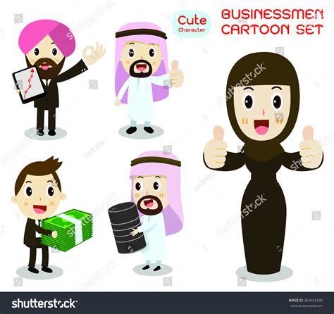 Arab Businessmen Arab Businesswomen Cartoon Character Vector De Stock
