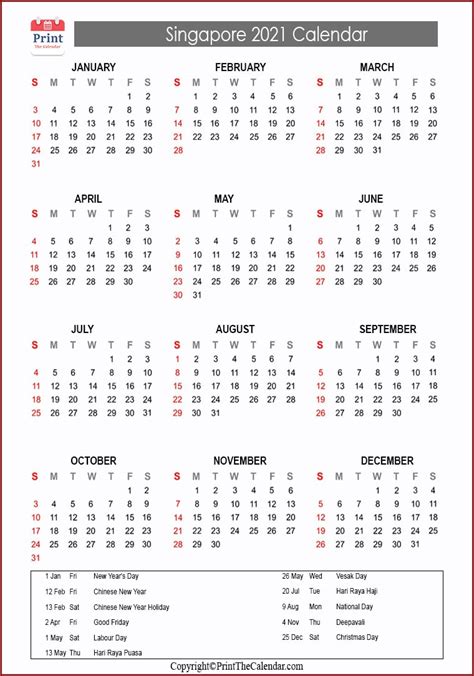 2021 Holiday Calendar Singapore Singapore 2021 Holidays