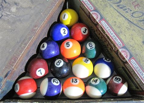 Vintage Miniature Pool Balls Complete Set With White Cue Etsy