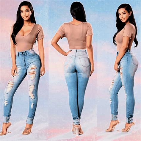 slim fit mid waist women s jeans stretch pencil pants denim jeans women jeans denim outfit