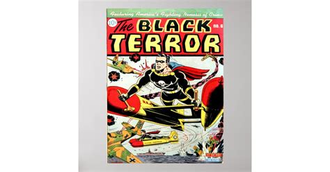 Black Terror Cool Vintage Comic Book Cover Art Poster Zazzle