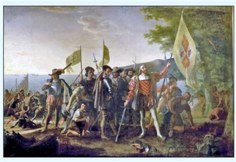 Landing Of Columbus 1492 Historical Art Us History Etsy