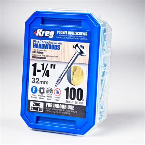 Kreg 7 X 1 14” Pocket Hole Screws Fine Thread 100 Ct The