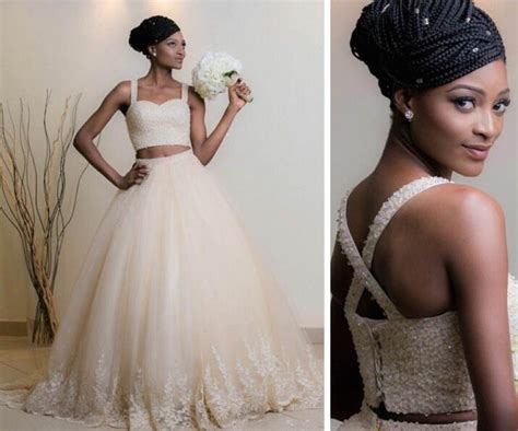 Discount 2016 Two Pieces African American Wedding Dress