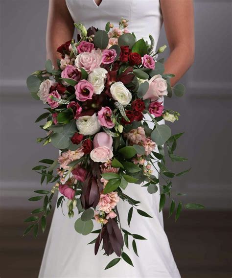 Burgundy Cascade Bridal Bouquet By Carithers Flowers Atlanta