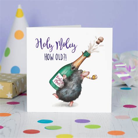 Holy Moley Funny Old Age Birthday Card Cheeky Mole Card Etsy Ireland
