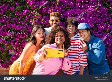 Multiethnic Group Young Happy Friends Bonding Stock Photo 2179296513