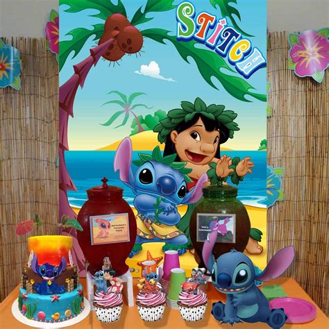Stitch Backdrop Lilo And Stitch Party Decorations Birthday Baby Shower Tropical