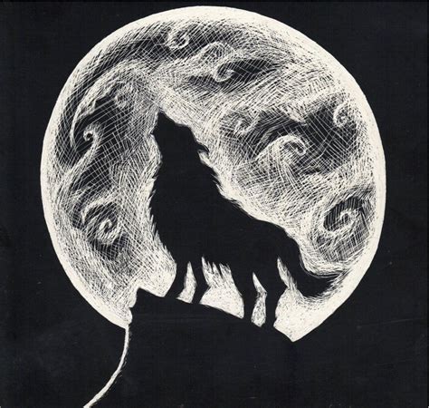 Drawing Of A Wolf Howling At The Moon Posted By Christopher Walker