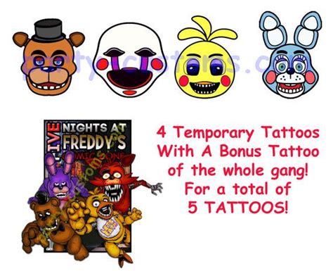 Five Nights At Freddys Temporary Tattoos Fnaf Five Nights At