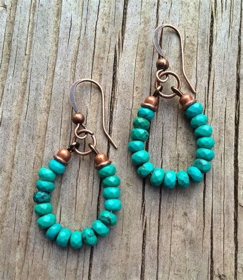 Turquoise Earrings Blue Green Turquoise And Copper By Lammergeier