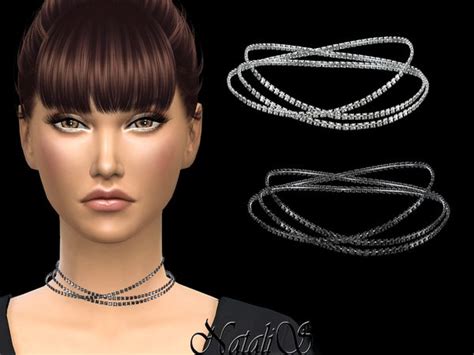 Sims 4 Accessories Necklace Crystal Necklace Triple Thread
