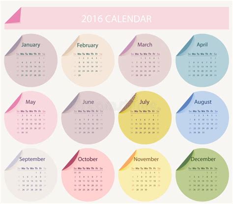 The 2016 Calendar Stock Vector Illustration Of Color 55248540