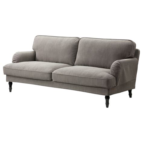 STOCKSUND 3-seters sofa - Nolhaga gråbeige, svart/tre - IKEA