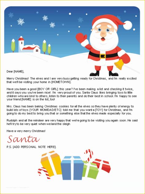 Free Printable Letter From Santa Template Of Free Printable Letter To