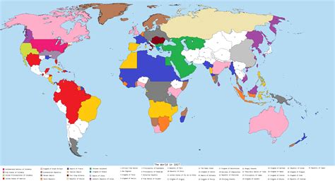 The World Map With Countries In Different Colors And Names All Labeled