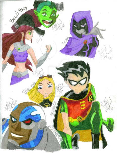 Teen Titans Sketches Colored By Angelfox 700 On Deviantart
