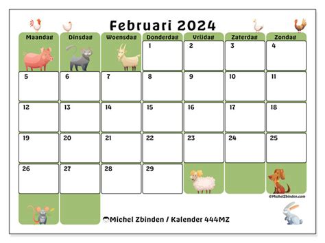 Kalender Februari 2024 444mz Michel Zbinden Be