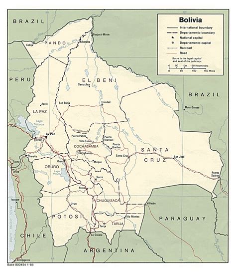 Grande Mapa Político Y Administrativo De Bolivia Con Carreteras Y