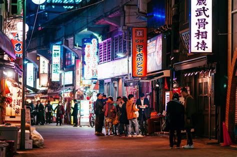 Ameyoko Food Street Night Life In Ueno District With Tourists And