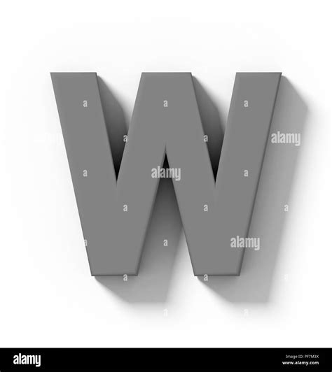 Letter W 3d Medium Gray Isolated On White With Shadow Orthogonal