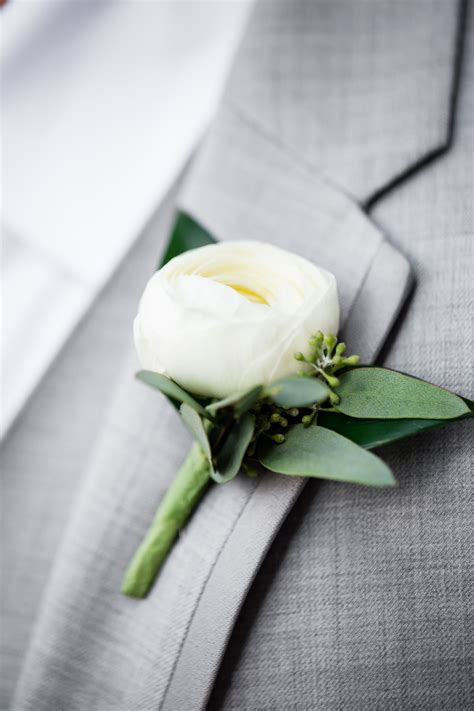 White Ranunculus Boutonniere White Ranunculus Ranunculus Boutonniere