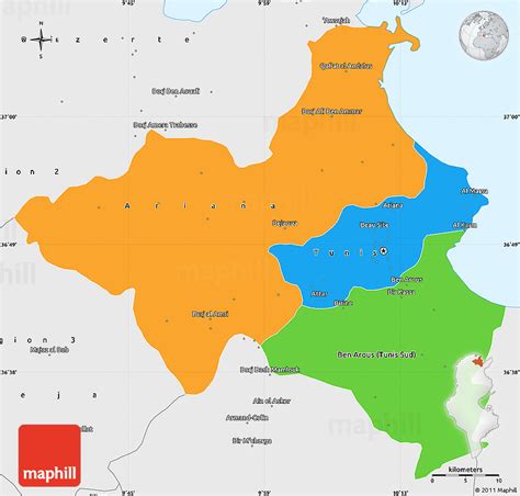 Political Simple Map Of Region 1 Single Color Outside Borders And Labels