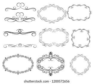 Set Decorative Frames Borders Dividers Stock Vector Royalty Free