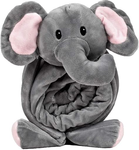Elephant Stuffed Animal And Security Blanket 2 In 1 Combo For Baby And
