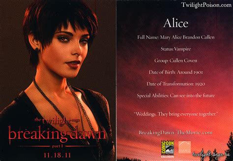 Alice Cullen Comic Con Promotional Cards Ashley Greene Photo