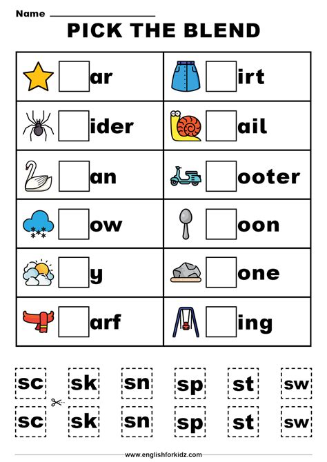 First Grade Word Blend Worksheets