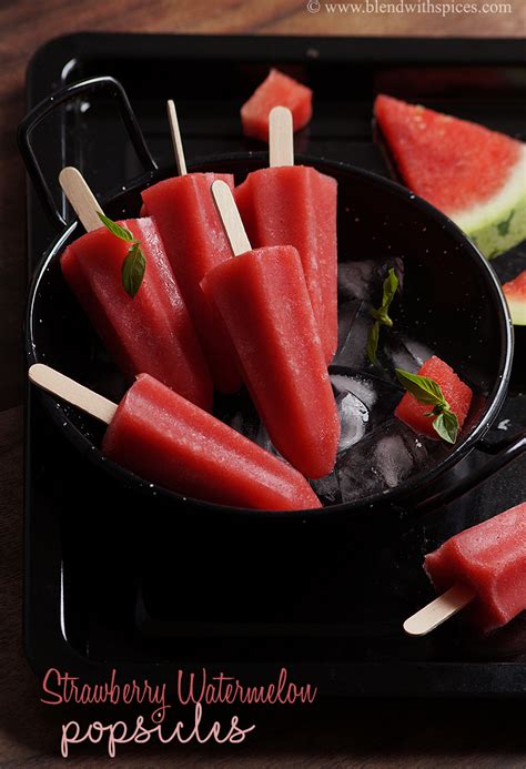Easy 4 Ingredient Watermelon Strawberry Popsicles Recipe With Video