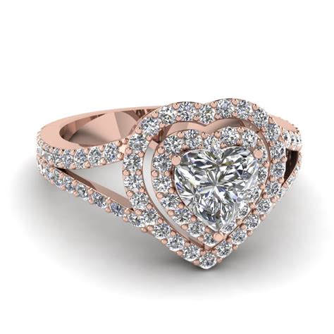 Rose gold engagement ring by tacori. Heart Diamond Double Halo Engagement Ring In 18K Rose Gold ...