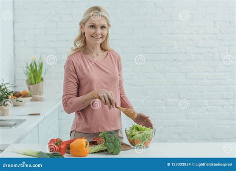 Portrait Of Smiling Mature Woman Stock Photo Image Of Adult Indoors
