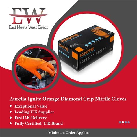 Aurelia Ignite Orange Diamond Grip Nitrile Gloves