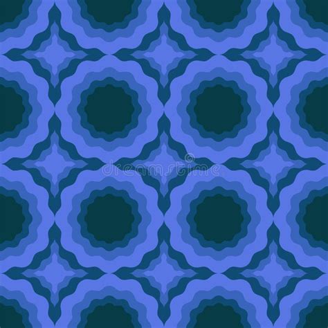 Abstract Seamless Pattern With Wavy Rings Vector Illustration In Blue