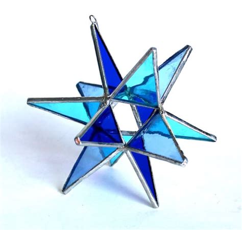 Stained Glass Moravian Star Four Seasons Winter Blue Home