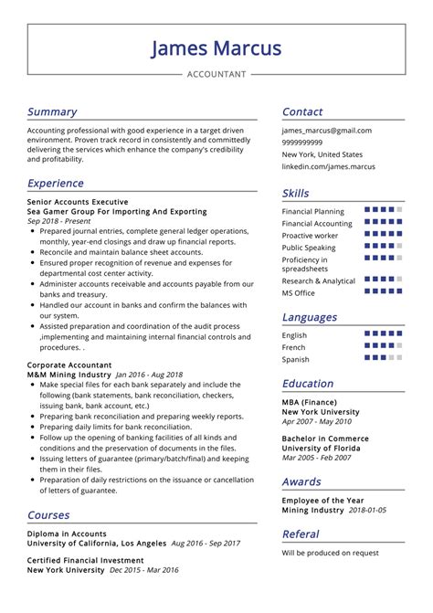 Senior financial accountant resume summary : Accountant Resume Example | CV Sample 2020 - ResumeKraft