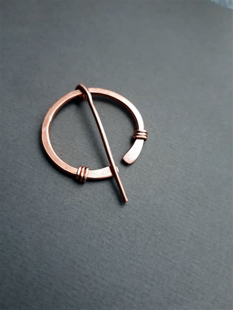 Celtic Penannular Shawl Pin Tiny Copper Scarf Sweater Pin Hand Etsy