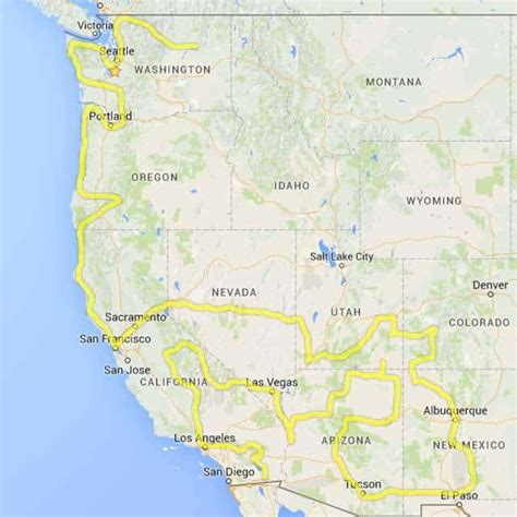 Us Map West Coast Cities