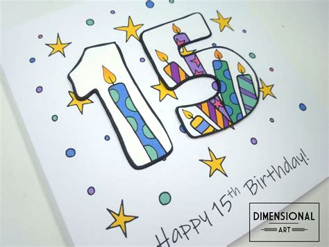 15th Birthday Card Happy 15th Birthday Fifteen Today 15 Etsy Uk