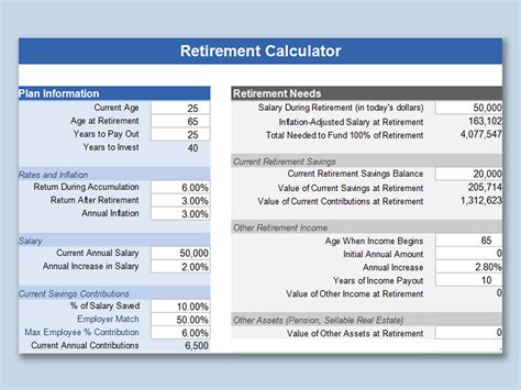 Excel Of Retirement Calculator For Hrxlsx Wps Free Templates