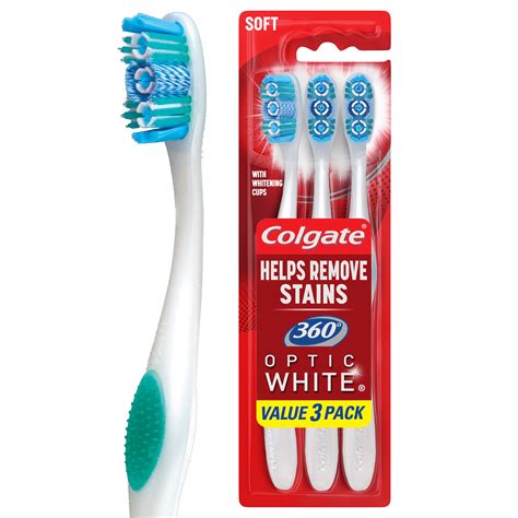 Colgate 360 Optic White Whitening Toothbrush Soft 3 Count