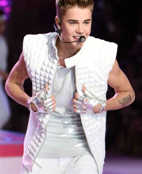 Justin Bieber Quilted Leather Vest Celebrity Jackets Raw Denim Jeans