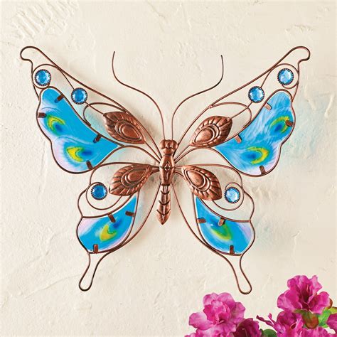 Colorful Glass And Metal Butterfly Wall Art Decor Collections Etc
