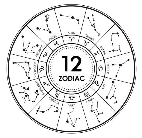 The 12 Zodiacal Signs Constellations Illustration Vector On White