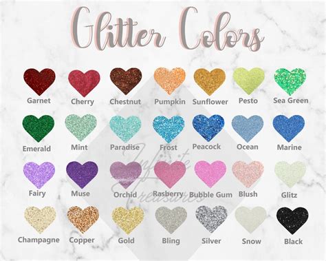 Glitter Chart Recollections Psd  28 Colors Marble Etsy